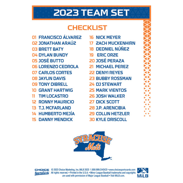 Syracuse Mets 2023 Team Card Set