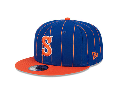 Men’s New Era New York Mets Vintage Pinstripe 9FIFTY Snapback Adjustable  Royal and Orange Cap