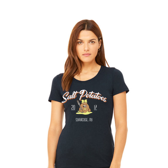 Syracuse Mets Salt Potatoes Navy Ladies T-shirt