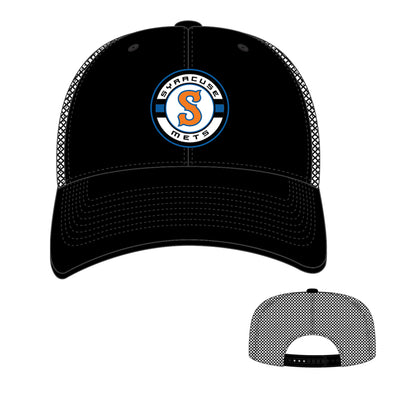 Syracuse Mets 47 Black Berm Trucker Adj. Cap