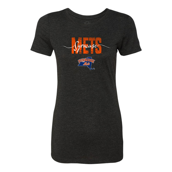 Syracuse Mets 108 Black Ladies Script T-shirt